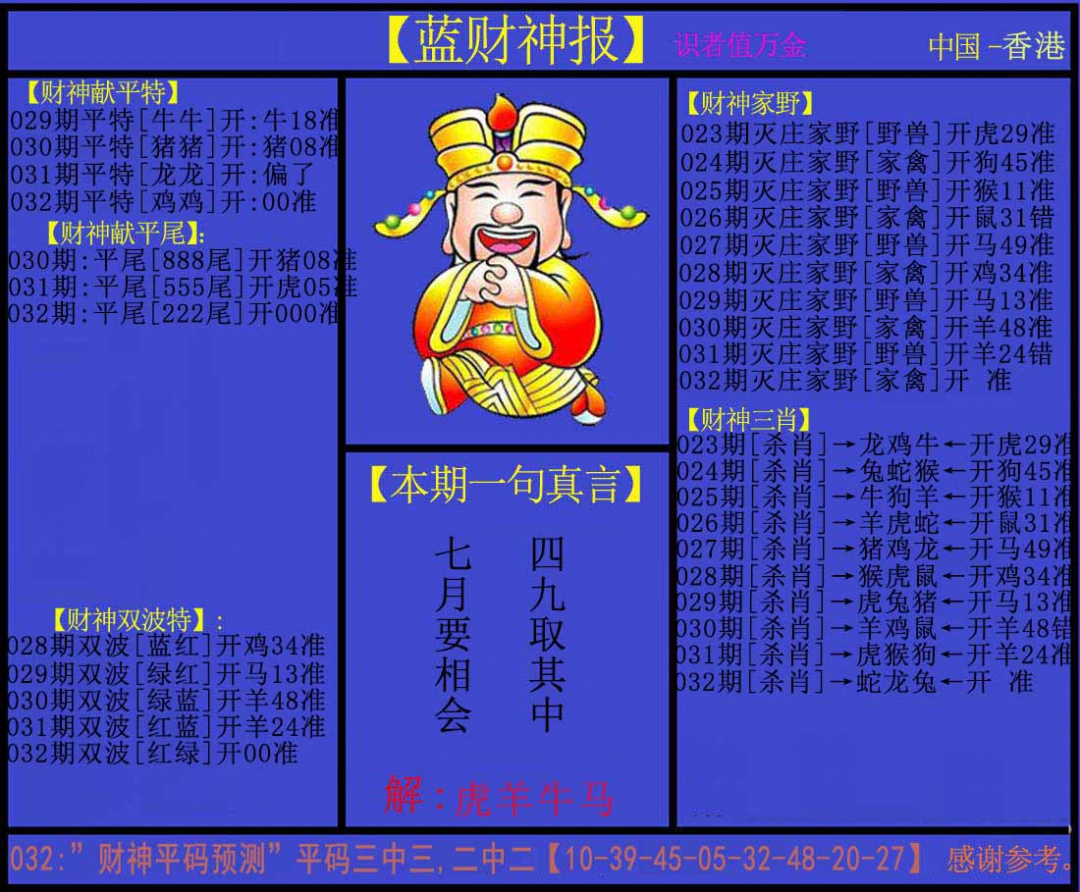 032期蓝财神[图]